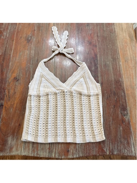 Kimchi Blue Tops - Kimchi Blue Crochet Halter Top Ivory Tan Large